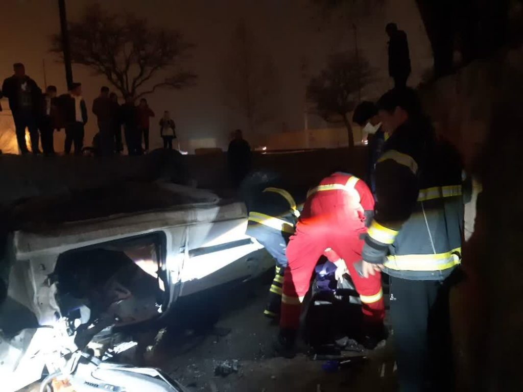 تصادف زنجیره ای در جاده قیدار